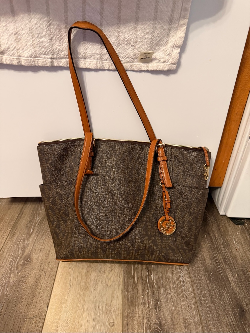Michael Kors Brown and Tan Signature Logo Tote